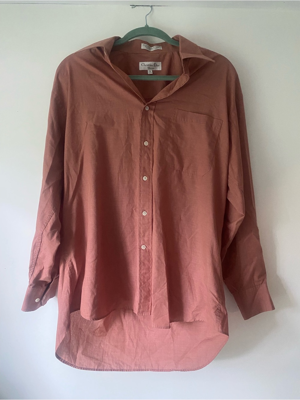 Dior Men's Rust-Red Long-Sleeve Button-Up Shirt